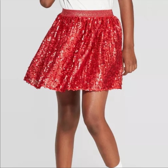 Cat & Jack Red Sequin Skirt S - Picture 1 of 5